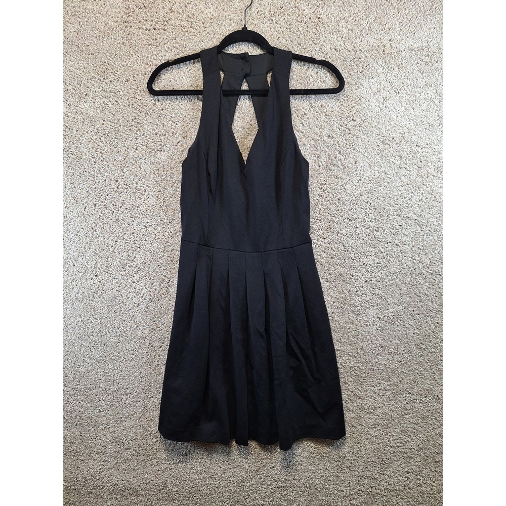 Banana Republic Dress Womens 6P Black Fit & Flare Halter Neck Keyhole Mini Party